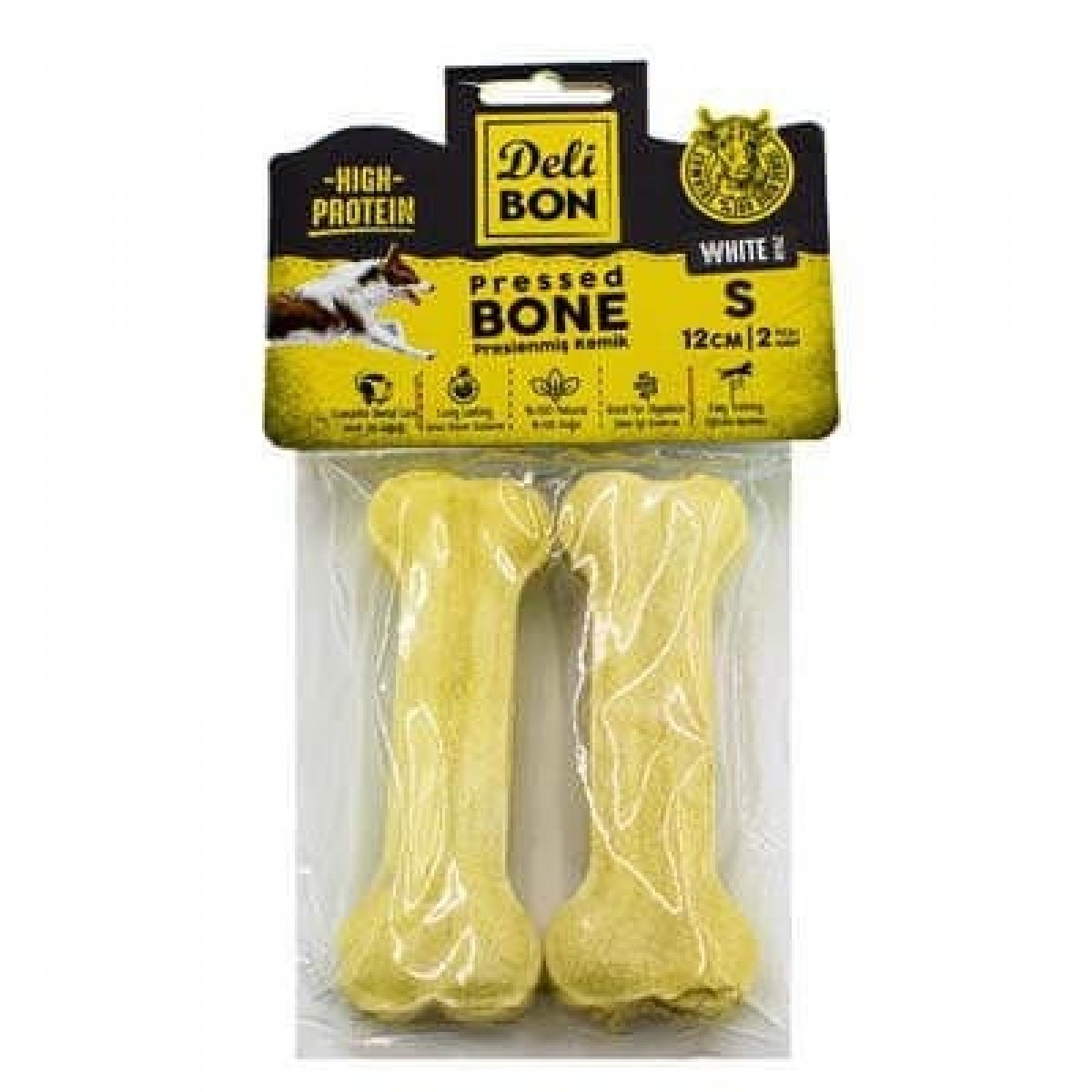 Delibon Deri Pres Kemik Köpek Ödülü Small Beyaz 12 Cm 2 Adet