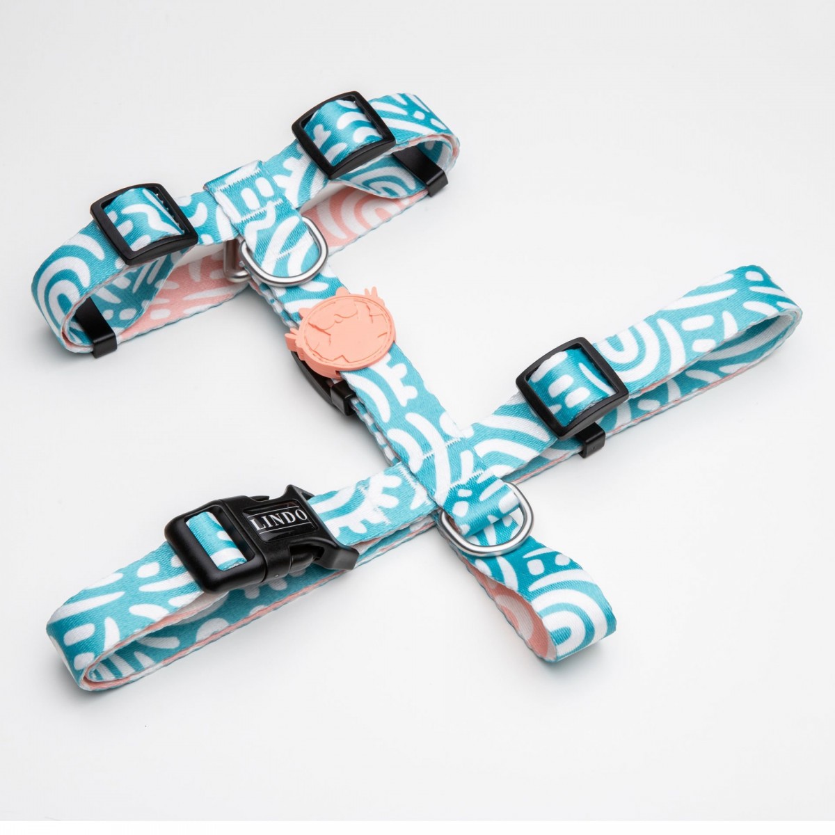 Lindo Dogs Touch H Tipi Köpek Göğüs Tasması Beden Beyaz/Mavi Large