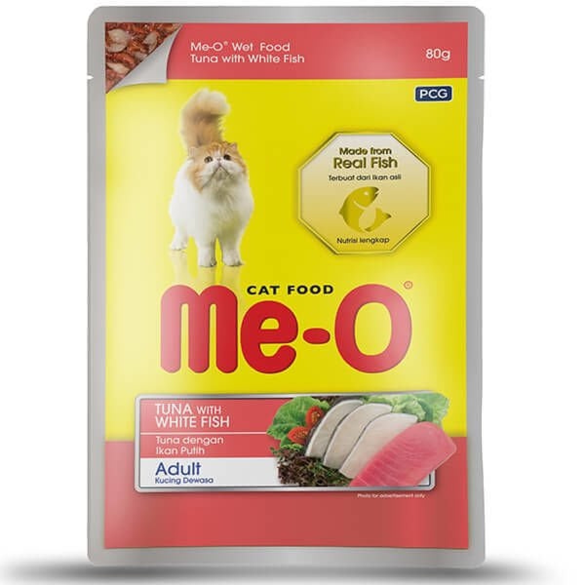 Meo Adult Jöle Ton Balık ve Beyaz Balıklı Yetişkin Konserve Kedi Maması 80 Gr
