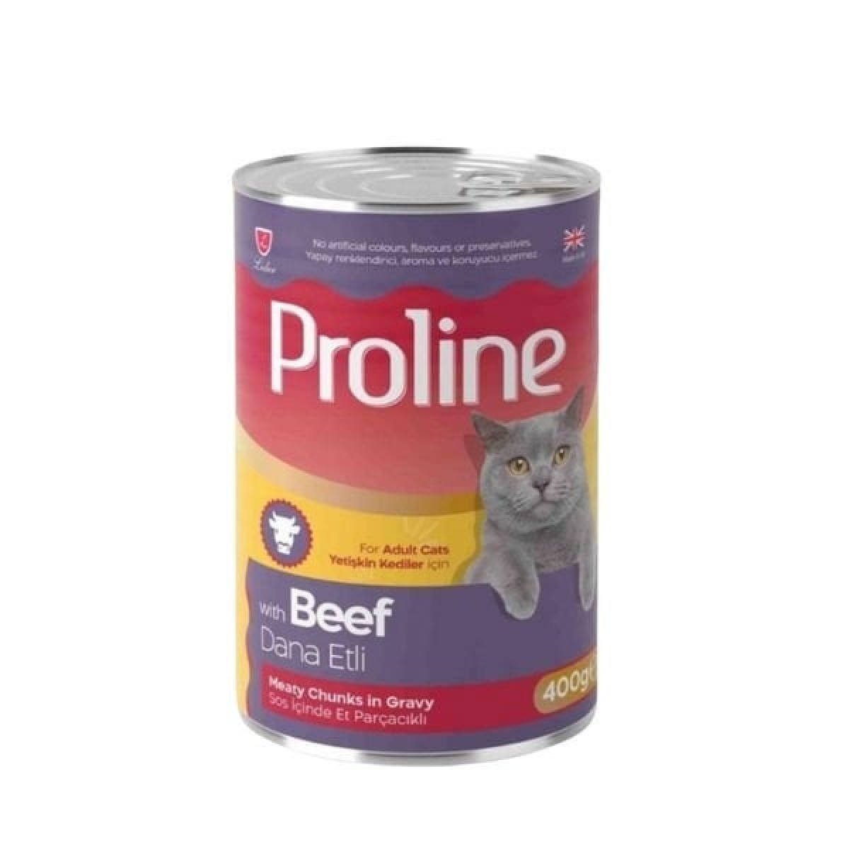 Proline Sos İçinde Et Parçacıklı Dana Etli Yetişkin Konserve Kedi Maması 400 Gr