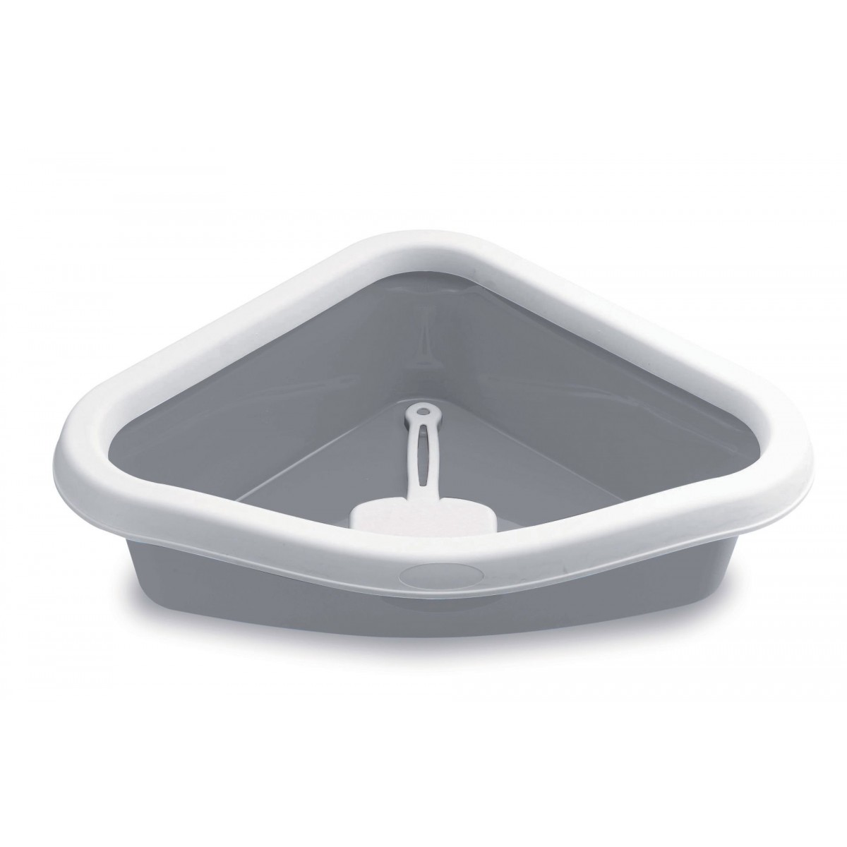 Stefanplast Sprint Corner Köşeli Açık Kedi Tuvaleti Beyaz/Gri 56x40x14 Cm