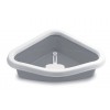 Stefanplast Sprint Corner Köşeli Açık Kedi Tuvaleti Beyaz/Gri 56x40x14 Cm