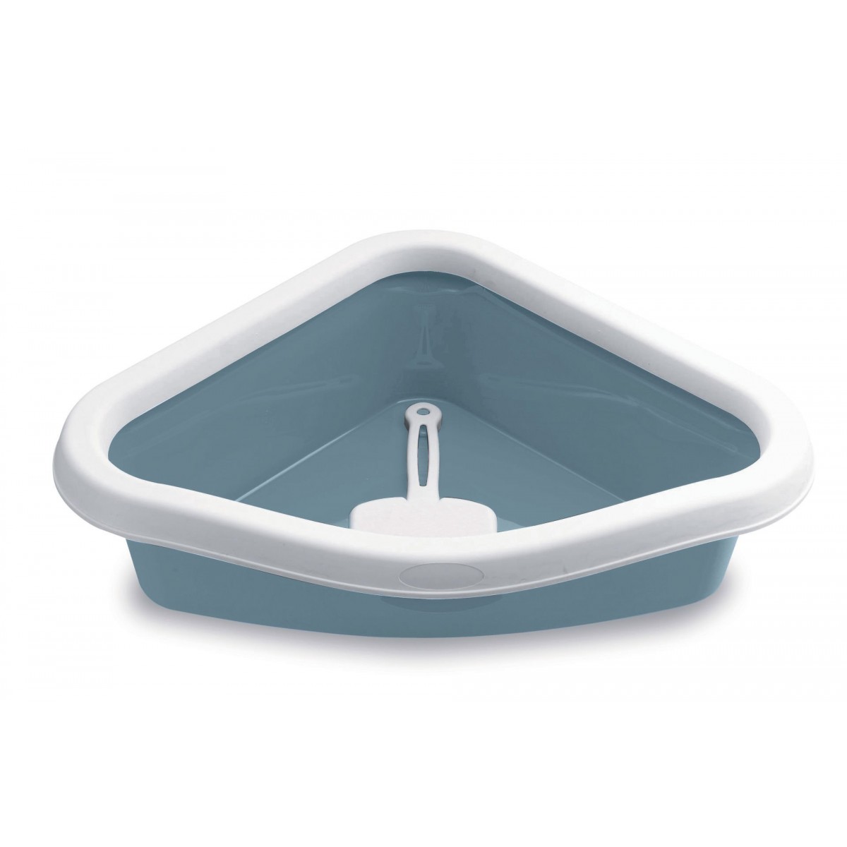 Stefanplast Sprint Corner Köşeli Açık Kedi Tuvaleti Beyaz/Mavi 56x40x14 Cm